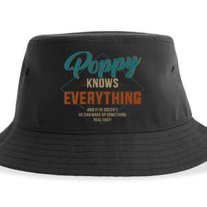 Funny Poppy Knows Everything For Grandpa And Fathers Day Sustainable Bucket Hat