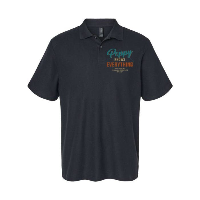 Funny Poppy Knows Everything For Grandpa And Fathers Day Softstyle Adult Sport Polo