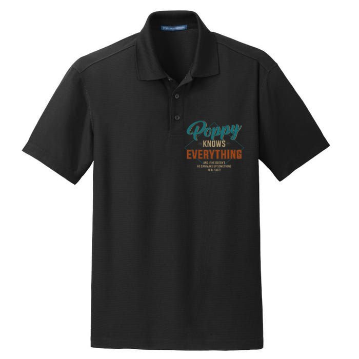 Funny Poppy Knows Everything For Grandpa And Fathers Day Dry Zone Grid Polo