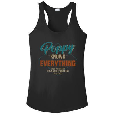 Funny Poppy Knows Everything For Grandpa And Fathers Day Ladies PosiCharge Competitor Racerback Tank