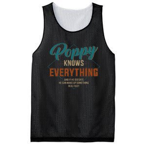 Funny Poppy Knows Everything For Grandpa And Fathers Day Mesh Reversible Basketball Jersey Tank