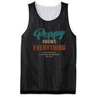 Funny Poppy Knows Everything For Grandpa And Fathers Day Mesh Reversible Basketball Jersey Tank