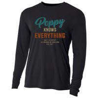 Funny Poppy Knows Everything For Grandpa And Fathers Day Cooling Performance Long Sleeve Crew