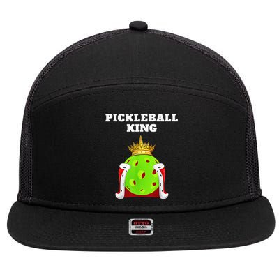 Funny Pickleball King For Pickleball Player 7 Panel Mesh Trucker Snapback Hat