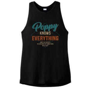 Funny Poppy Knows Everything For Grandpa And Fathers Day Ladies PosiCharge Tri-Blend Wicking Tank