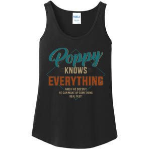 Funny Poppy Knows Everything For Grandpa And Fathers Day Ladies Essential Tank