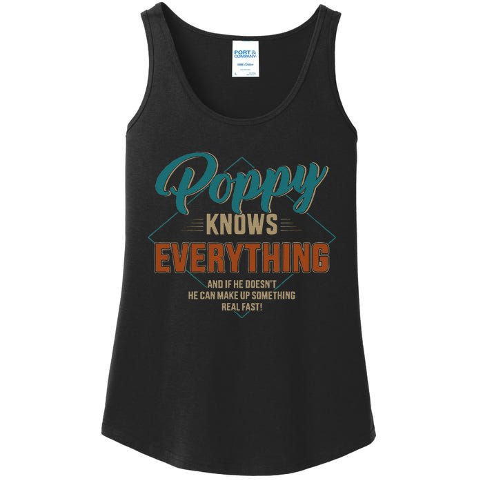 Funny Poppy Knows Everything For Grandpa And Fathers Day Ladies Essential Tank