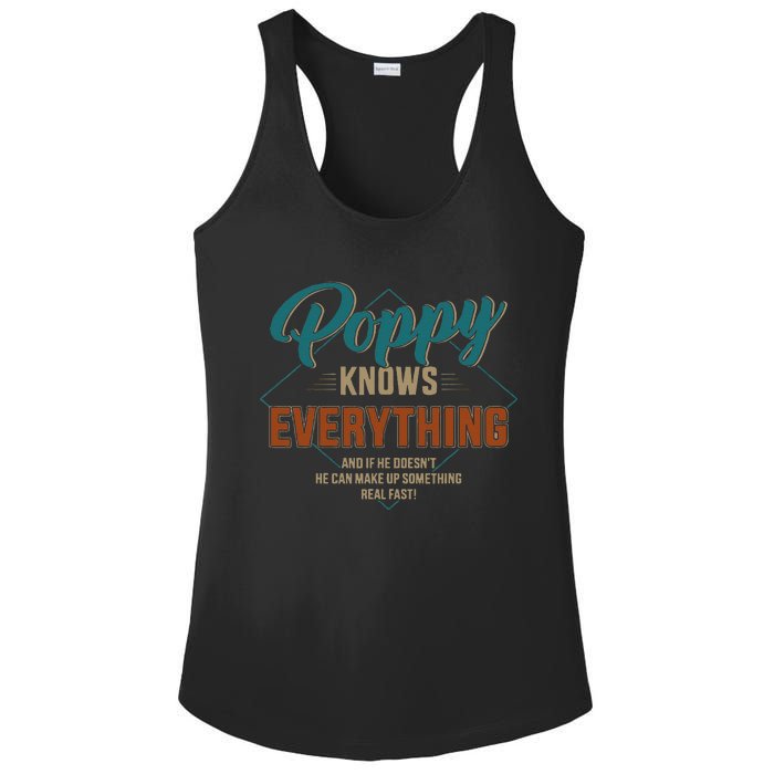 Funny Poppy Knows Everything For Grandpa And Fathers Day Ladies PosiCharge Competitor Racerback Tank