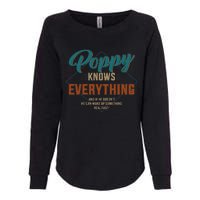 Funny Poppy Knows Everything For Grandpa And Fathers Day Womens California Wash Sweatshirt