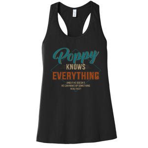 Funny Poppy Knows Everything For Grandpa And Fathers Day Women's Racerback Tank