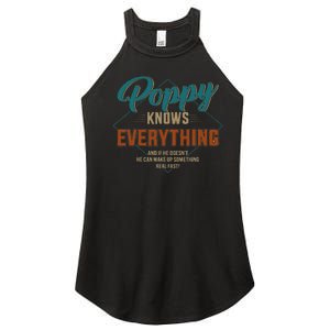 Funny Poppy Knows Everything For Grandpa And Fathers Day Women's Perfect Tri Rocker Tank