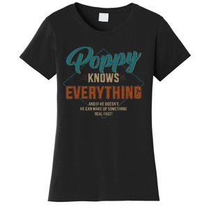 Funny Poppy Knows Everything For Grandpa And Fathers Day Women's T-Shirt