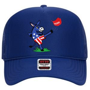 Funny Pro Kamala Harris 2024 For President Democrat Donkey High Crown Mesh Back Trucker Hat