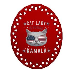 Funny President Kamalaharris Cats For Kamala 2024 Great Gift Ceramic Oval Ornament