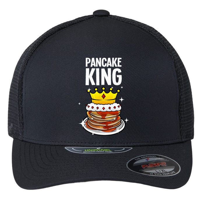 Funny Pancake King Design For Pancake Lover Flexfit Unipanel Trucker Cap