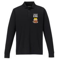 Funny Pancake King Design For Pancake Lover Performance Long Sleeve Polo