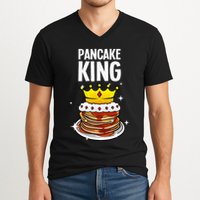 Funny Pancake King Design For Pancake Lover V-Neck T-Shirt