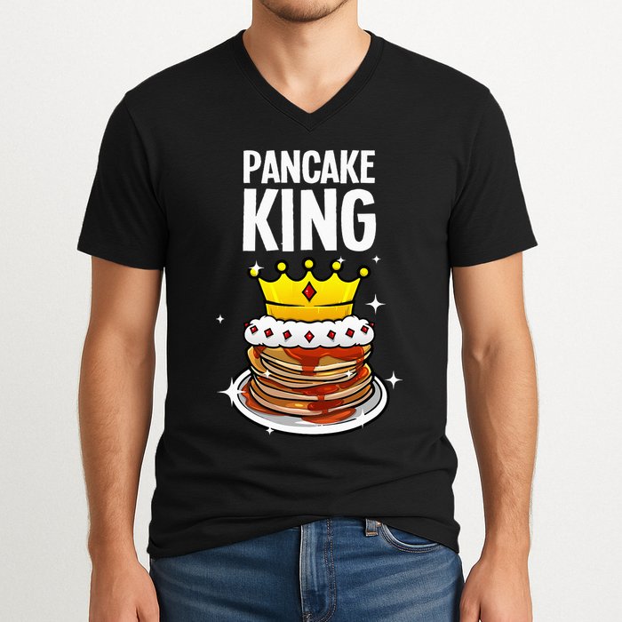 Funny Pancake King Design For Pancake Lover V-Neck T-Shirt