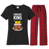 Funny Pancake King Design For Pancake Lover Women's Flannel Pajama Set