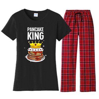 Funny Pancake King Design For Pancake Lover Women's Flannel Pajama Set