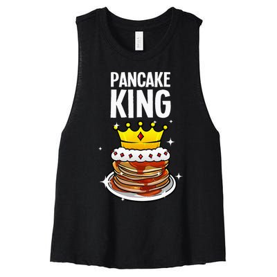 Funny Pancake King Design For Pancake Lover Women's Racerback Cropped Tank