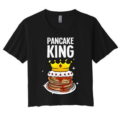 Funny Pancake King Design For Pancake Lover Women's Crop Top Tee