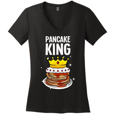 Funny Pancake King Design For Pancake Lover Women's V-Neck T-Shirt