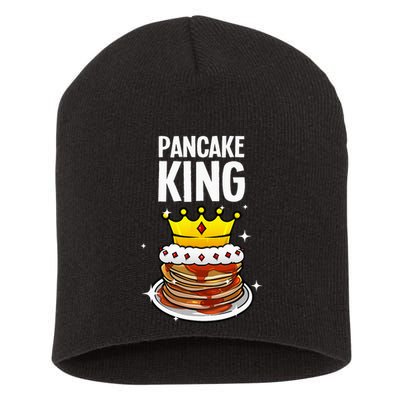 Funny Pancake King Design For Pancake Lover Short Acrylic Beanie