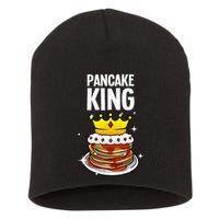 Funny Pancake King Design For Pancake Lover Short Acrylic Beanie