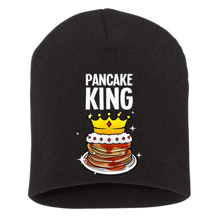 Funny Pancake King Design For Pancake Lover Short Acrylic Beanie