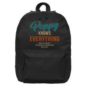 Funny Poppy Knows Everything For Grandpa And FatherS Day 16 in Basic Backpack