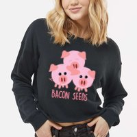 Funny Paleo Keto Bacon Seeds Three Pigs Cropped Pullover Crew