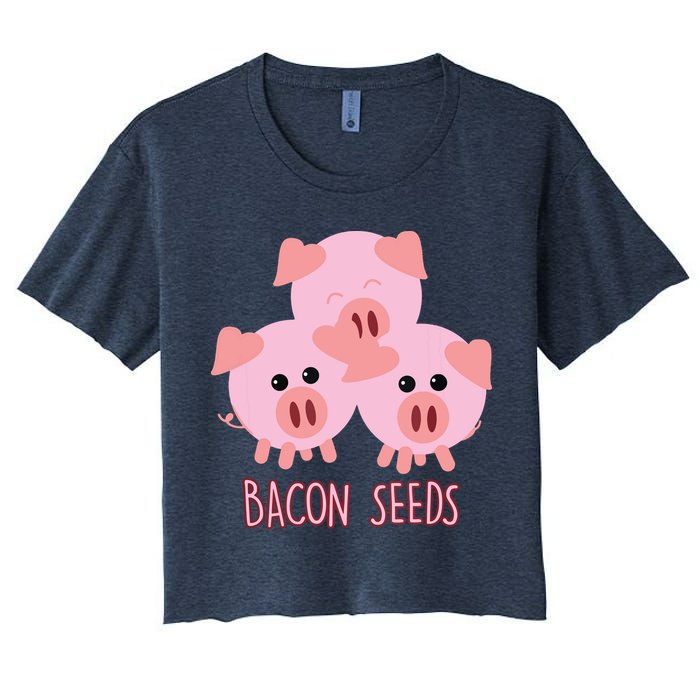 Funny Paleo Keto Bacon Seeds Three Pigs Women's Crop Top Tee