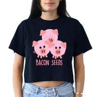 Funny Paleo Keto Bacon Seeds Three Pigs Women's Crop Top Tee