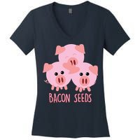 Funny Paleo Keto Bacon Seeds Three Pigs Women's V-Neck T-Shirt