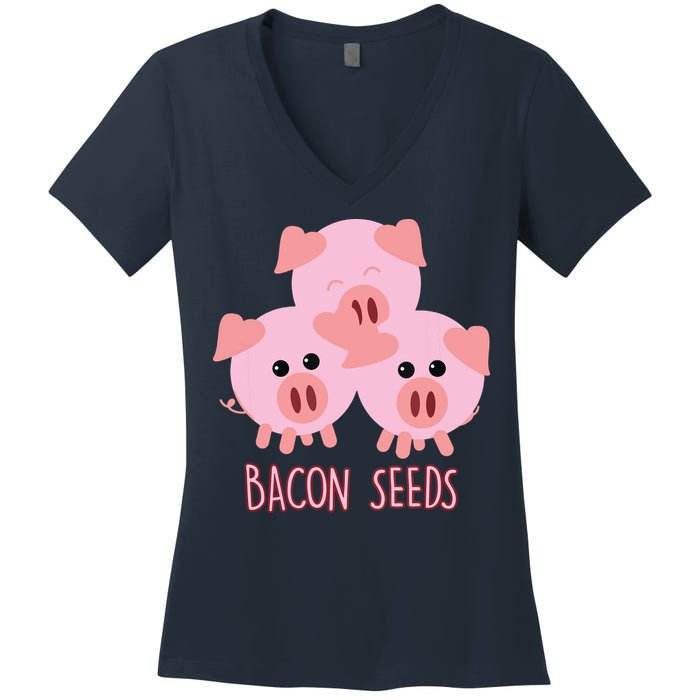 Funny Paleo Keto Bacon Seeds Three Pigs Women's V-Neck T-Shirt
