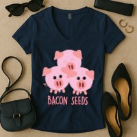 Funny Paleo Keto Bacon Seeds Three Pigs Women's V-Neck T-Shirt