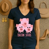 Funny Paleo Keto Bacon Seeds Three Pigs Women's V-Neck T-Shirt