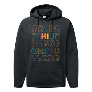 Funny Pre K Kindergarten Hi Alphabet Back To School Teachers Performance Fleece Hoodie