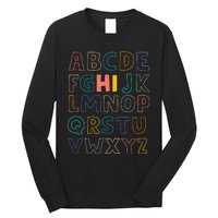 Funny Pre K Kindergarten Hi Alphabet Back To School Teachers Long Sleeve Shirt