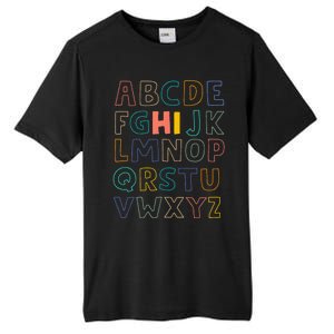 Funny Pre K Kindergarten Hi Alphabet Back To School Teachers Tall Fusion ChromaSoft Performance T-Shirt