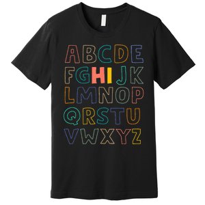 Funny Pre K Kindergarten Hi Alphabet Back To School Teachers Premium T-Shirt