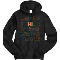 Funny Pre K Kindergarten Hi Alphabet Back To School Teachers Tie Dye Hoodie