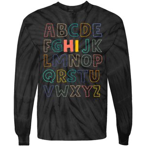 Funny Pre K Kindergarten Hi Alphabet Back To School Teachers Tie-Dye Long Sleeve Shirt