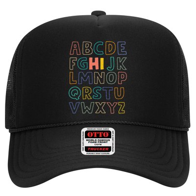 Funny Pre K Kindergarten Hi Alphabet Back To School Teachers Trucker Hat