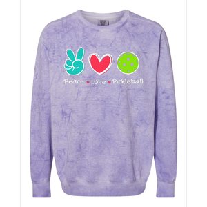 Funny Peace Love Pickleball Court Play Loves Pickleball Colorblast Crewneck Sweatshirt