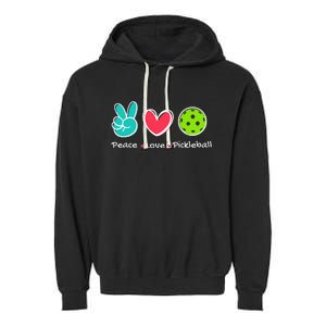 Funny Peace Love Pickleball Court Play Loves Pickleball Garment-Dyed Fleece Hoodie