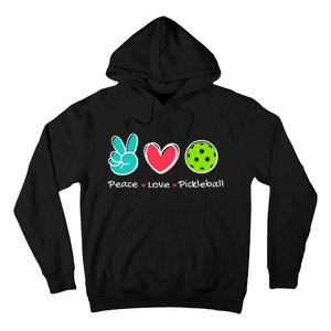 Funny Peace Love Pickleball Court Play Loves Pickleball Hoodie