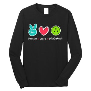 Funny Peace Love Pickleball Court Play Loves Pickleball Long Sleeve Shirt