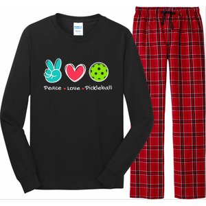 Funny Peace Love Pickleball Court Play Loves Pickleball Long Sleeve Pajama Set